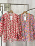 Floral Pleated V-Neck Chiffon Shirts